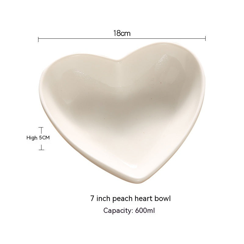 Creative Pure White Ceramic Heart-shaped Plate Bowl Western Cuisine - Mubimart -  