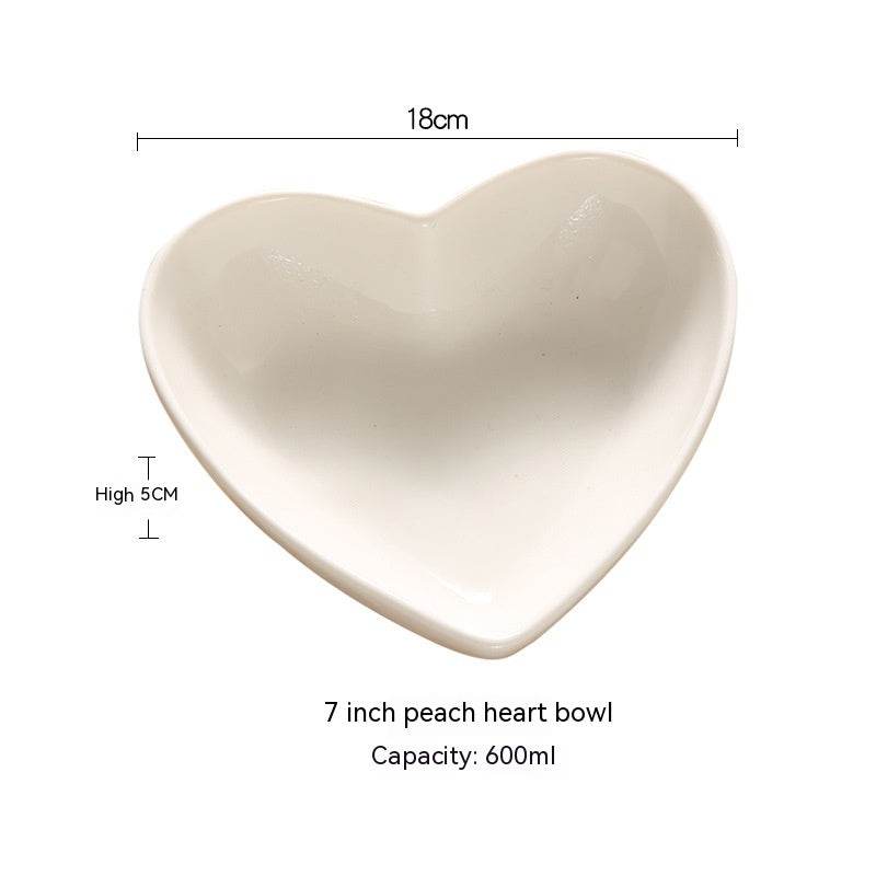 Creative Pure White Ceramic Heart-shaped Plate Bowl Western Cuisine - Mubimart
