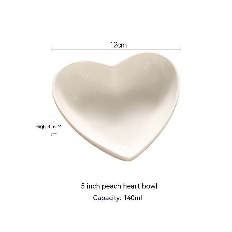 Creative Pure White Ceramic Heart-shaped Plate Bowl Western Cuisine - Mubimart