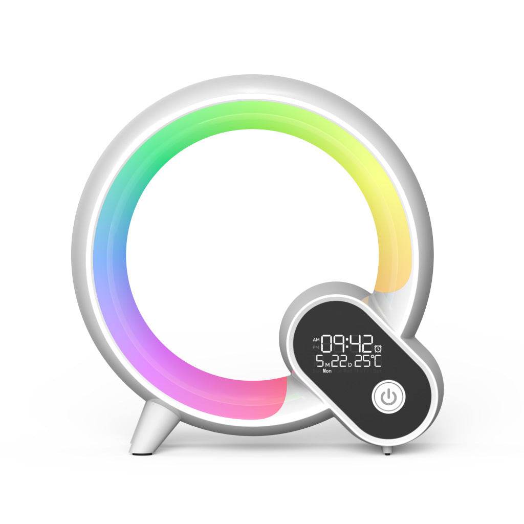 Creative Q Light Analog Sunrise Digital Display Alarm Clock Bluetooth Audio Intelligent Wake-up Q Colorful Atmosphere Light - Mubimart