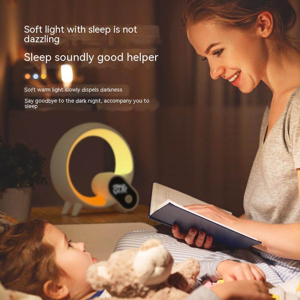 Creative Q Light Analog Sunrise Digital Display Alarm Clock Bluetooth Audio Intelligent Wake-up Q Colorful Atmosphere Light - Mubimart