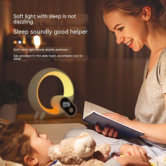 Creative Q Light Analog Sunrise Digital Display Alarm Clock Bluetooth Audio Intelligent Wake-up Q Colorful Atmosphere Light - Mubimart