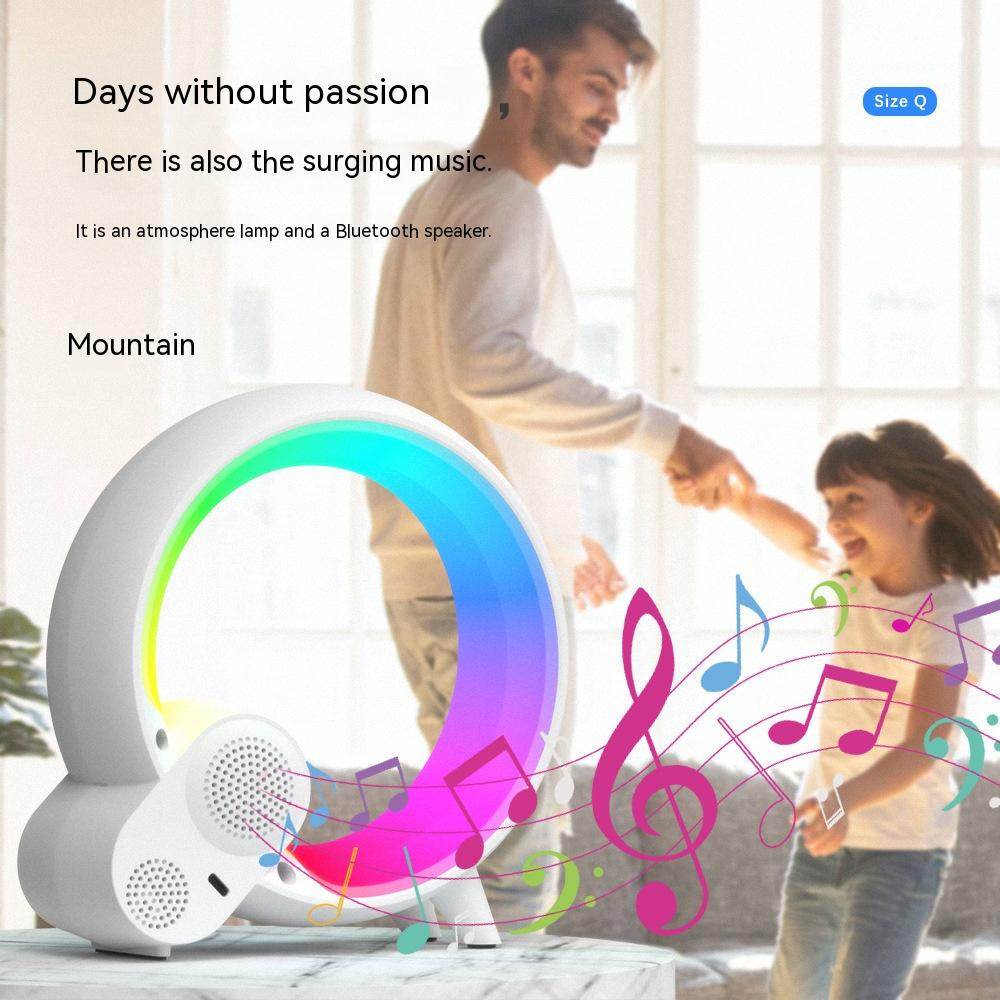 Creative Q Light Analog Sunrise Digital Display Alarm Clock Bluetooth Audio Intelligent Wake-up Q Colorful Atmosphere Light - Mubimart
