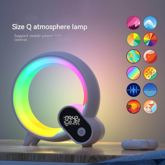 Creative Q Light Analog Sunrise Digital Display Alarm Clock Bluetooth Audio Intelligent Wake-up Q Colorful Atmosphere Light - Mubimart