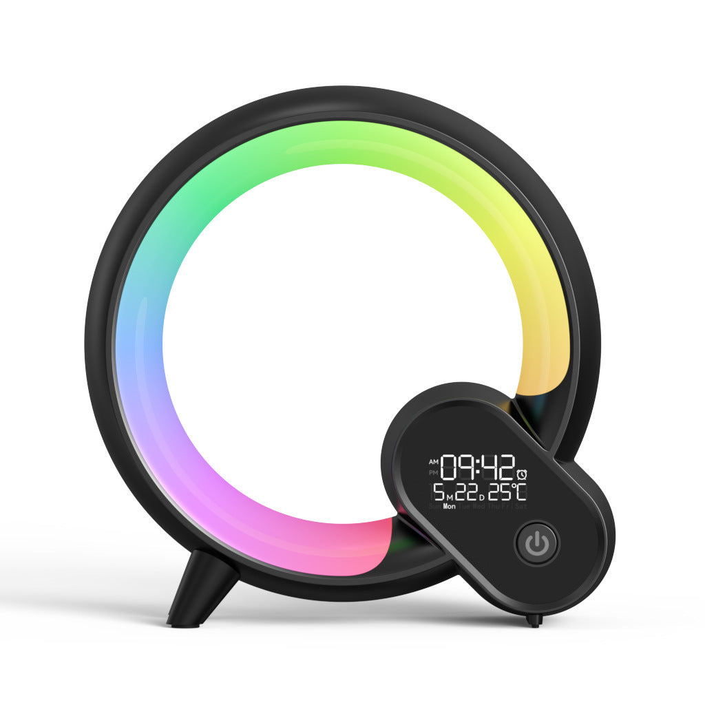 Mubimart Creative Q Light Analog Sunrise Digital Display Alarm Clock Bluetooth Audio Intelligent Wake-up Q Colorful Atmosphere Light Mubimart 