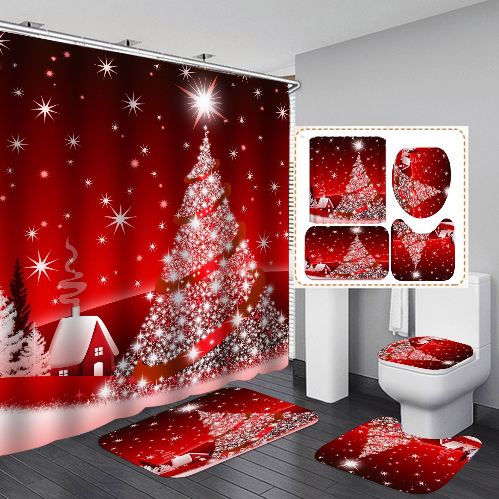 Creative Shower Curtain Waterproof Christmas Shower Curtain Cloth - Mubimart -  