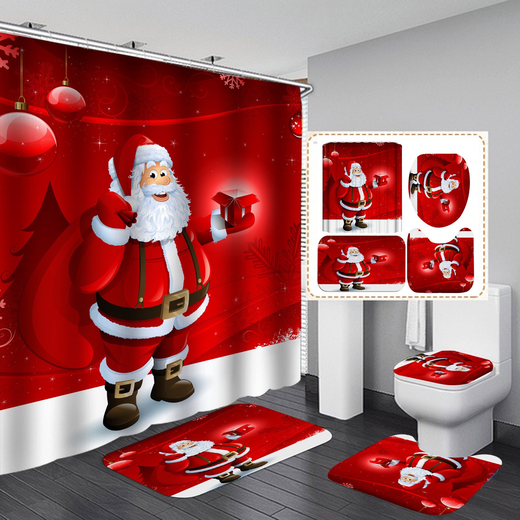 Creative Shower Curtain Waterproof Christmas Shower Curtain Cloth - Mubimart -  