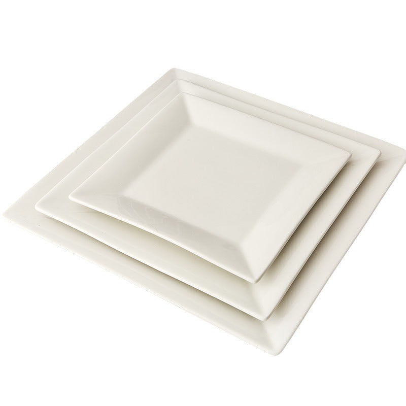 Creative Simple White Nordic Style Square Plate Ceramics - Mubimart -  