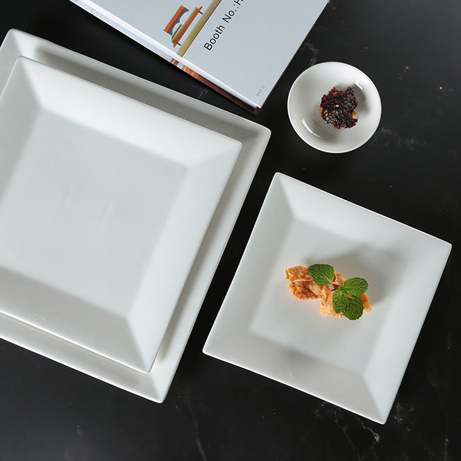 Creative Simple White Nordic Style Square Plate Ceramics - Mubimart -  