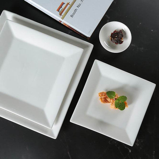 Creative Simple White Nordic Style Square Plate Ceramics - Mubimart