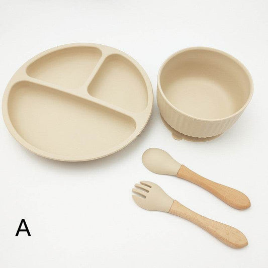 Creative Tableware Set Children Learn To Eat Dinner Plate With Suction Cup - Mubimart