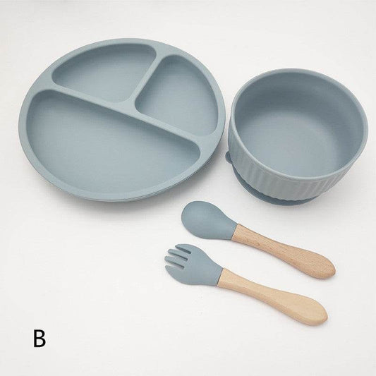 Creative Tableware Set Children Learn To Eat Dinner Plate With Suction Cup - Mubimart