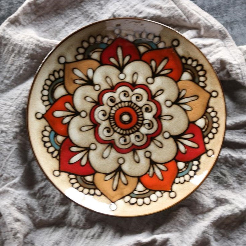 Creative plate hand-painted ceramic plate - Mubimart -  