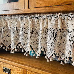 Crochet Cotton Thread Decorative Curtain Head Through Rod Without Punching - Mubimart - Shower curtain rod 