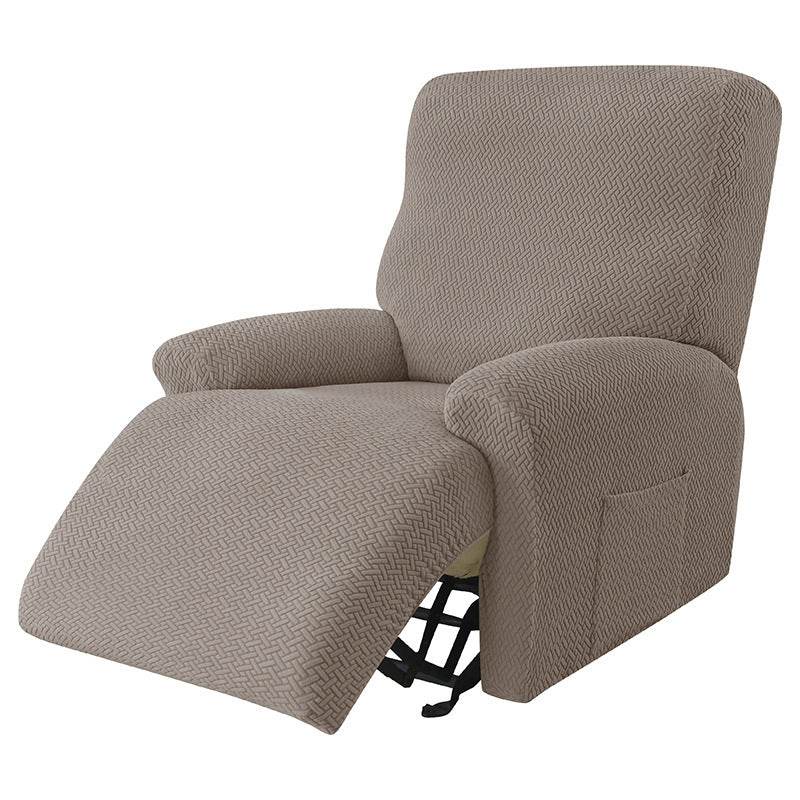Cross-border European-style Recliner Stretch Sofa Cover Thickened Diagonal Stripe Fleece Recliner Protective Pad Non-slip Furniture Set - Mubimart