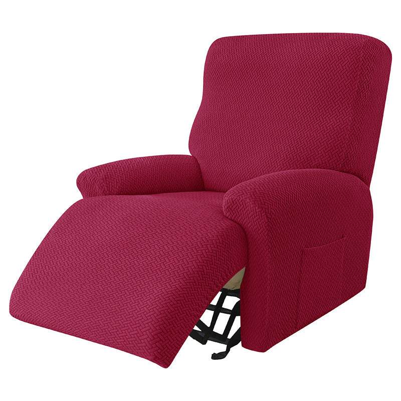 Cross-border European-style Recliner Stretch Sofa Cover Thickened Diagonal Stripe Fleece Recliner Protective Pad Non-slip Furniture Set - Mubimart