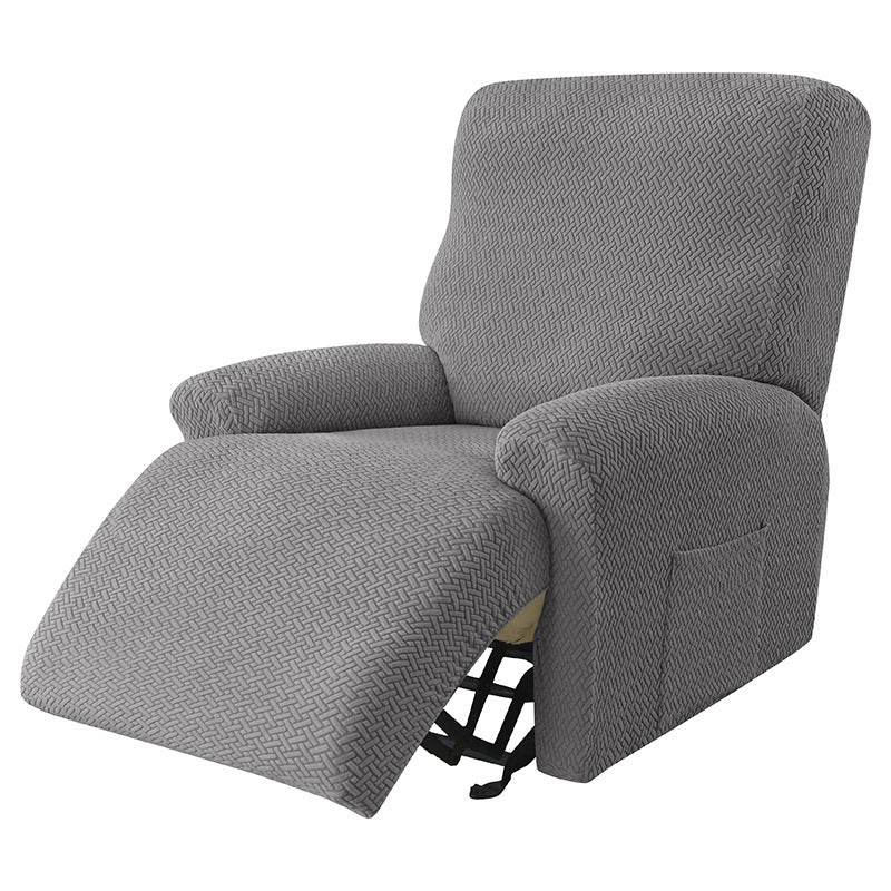 Cross-border European-style Recliner Stretch Sofa Cover Thickened Diagonal Stripe Fleece Recliner Protective Pad Non-slip Furniture Set - Mubimart