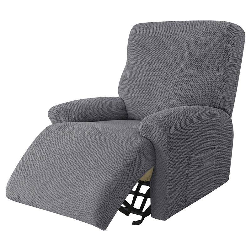 Cross-border European-style Recliner Stretch Sofa Cover Thickened Diagonal Stripe Fleece Recliner Protective Pad Non-slip Furniture Set - Mubimart