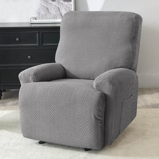 Cross-border European-style Recliner Stretch Sofa Cover Thickened Diagonal Stripe Fleece Recliner Protective Pad Non-slip Furniture Set - Mubimart