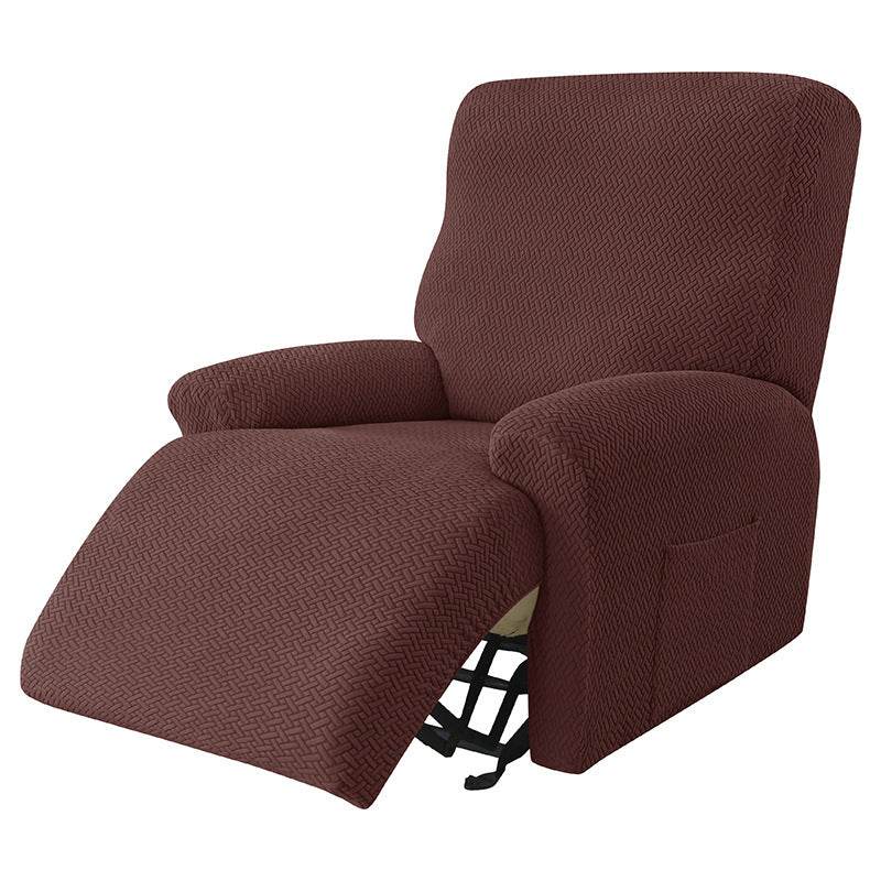 Cross-border European-style Recliner Stretch Sofa Cover Thickened Diagonal Stripe Fleece Recliner Protective Pad Non-slip Furniture Set - Mubimart
