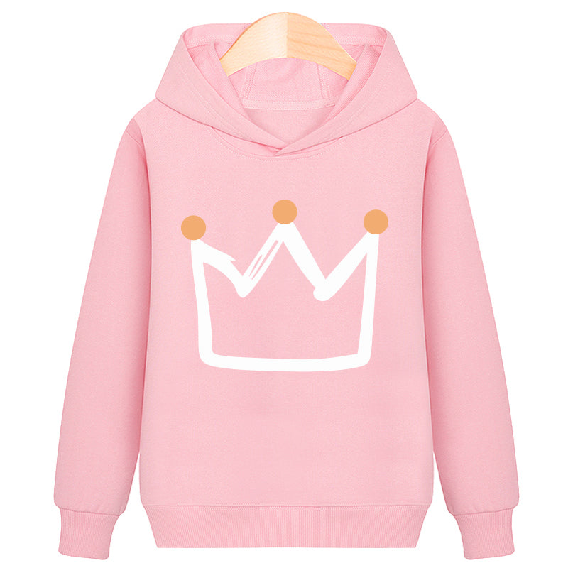 Crown hooded plus velvet sweatshirt - Mubimart -  