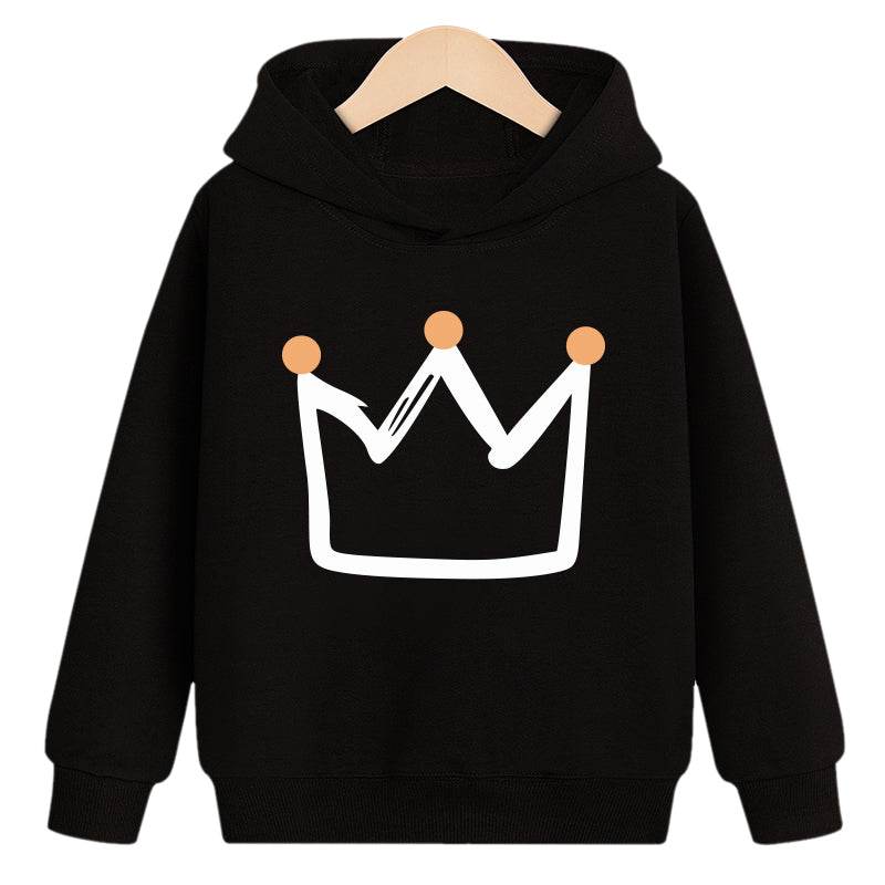 Crown hooded plus velvet sweatshirt - Mubimart