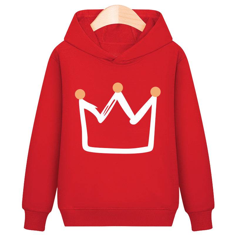 Crown hooded plus velvet sweatshirt - Mubimart