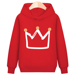 Crown hooded plus velvet sweatshirt - Mubimart -  