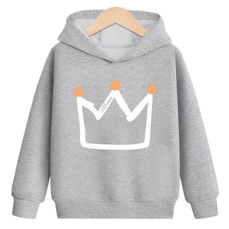 Crown hooded plus velvet sweatshirt - Mubimart