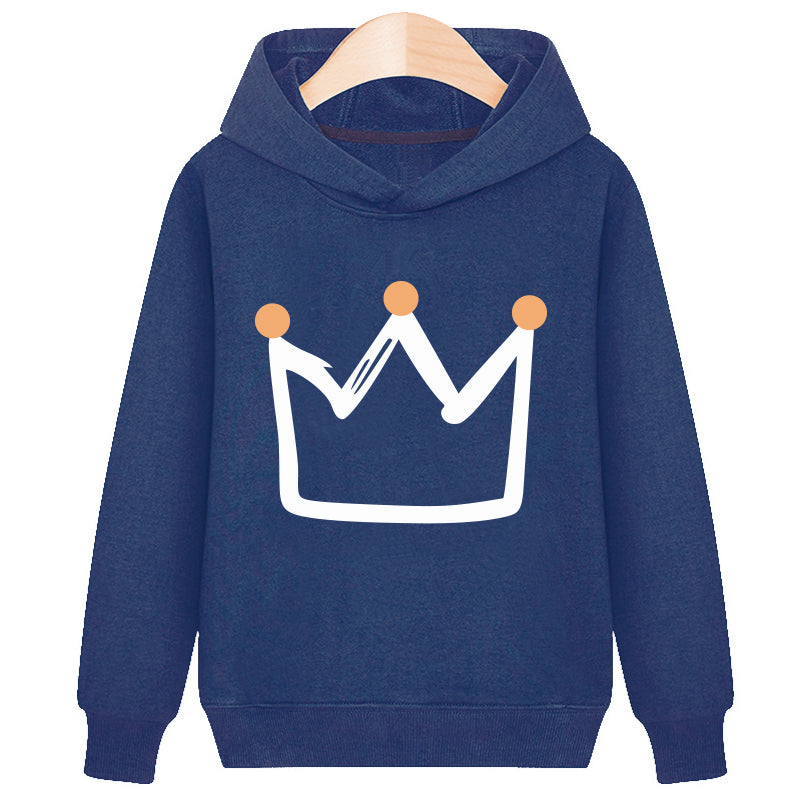 Crown hooded plus velvet sweatshirt - Mubimart -  