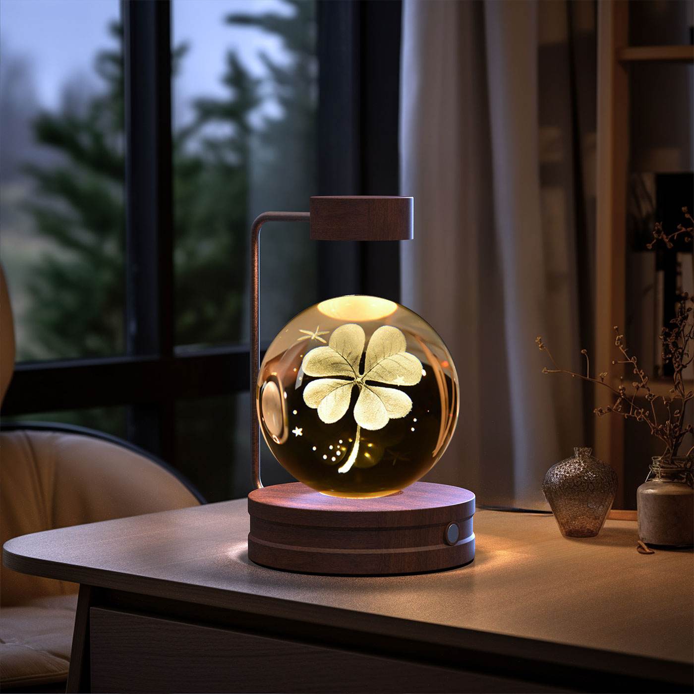 Crystal Ball Cosmic Dinosaur Indoor Night Light USB Power Warm Bedside Light Birthday Gift Night Lamp - Mubimart
