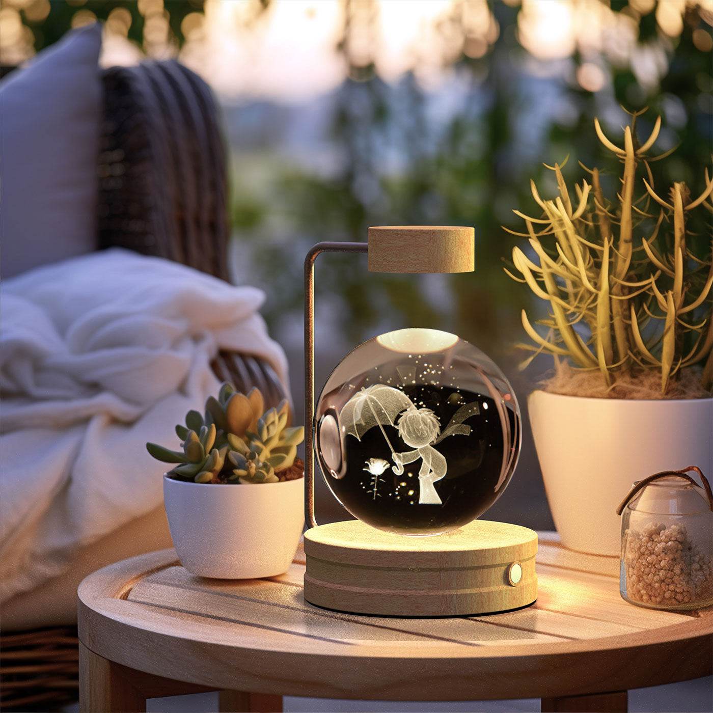 Crystal Ball Cosmic Dinosaur Indoor Night Light USB Power Warm Bedside Light Birthday Gift Night Lamp - Mubimart
