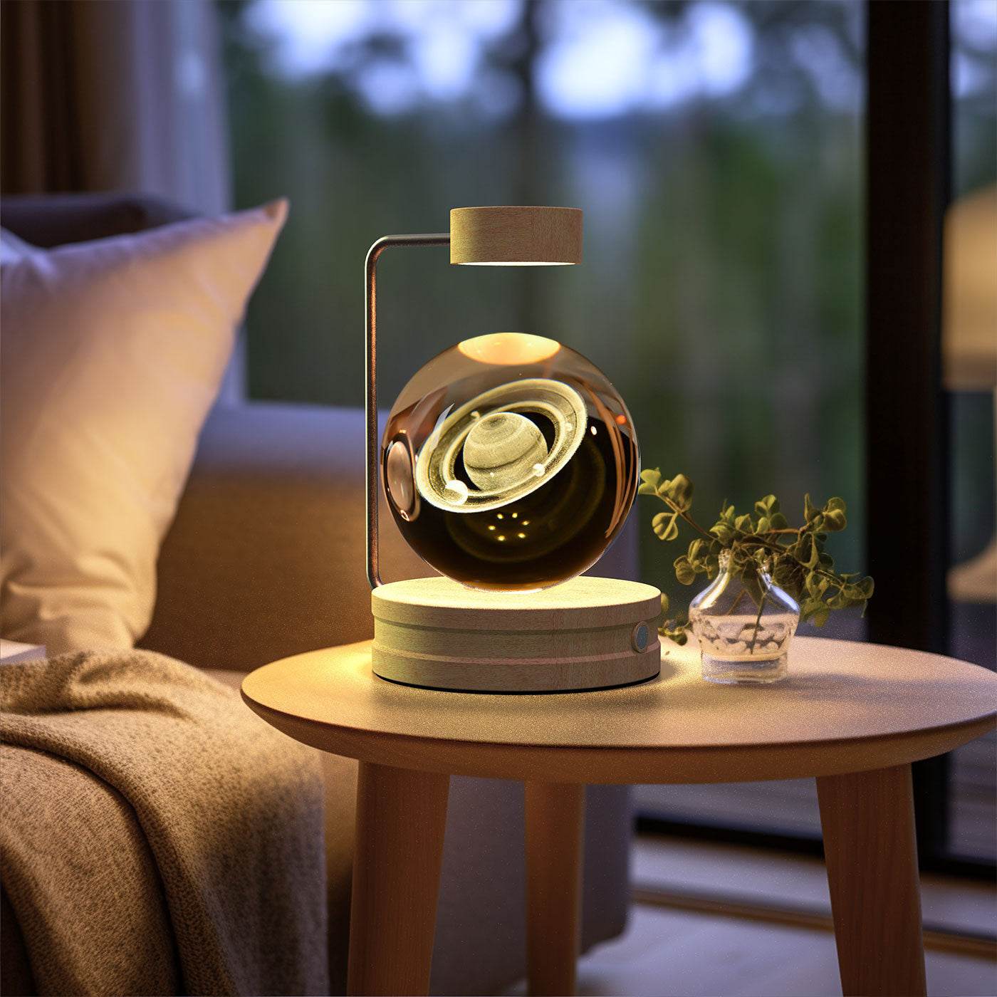 Crystal Ball Cosmic Dinosaur Indoor Night Light USB Power Warm Bedside Light Birthday Gift Night Lamp - Mubimart