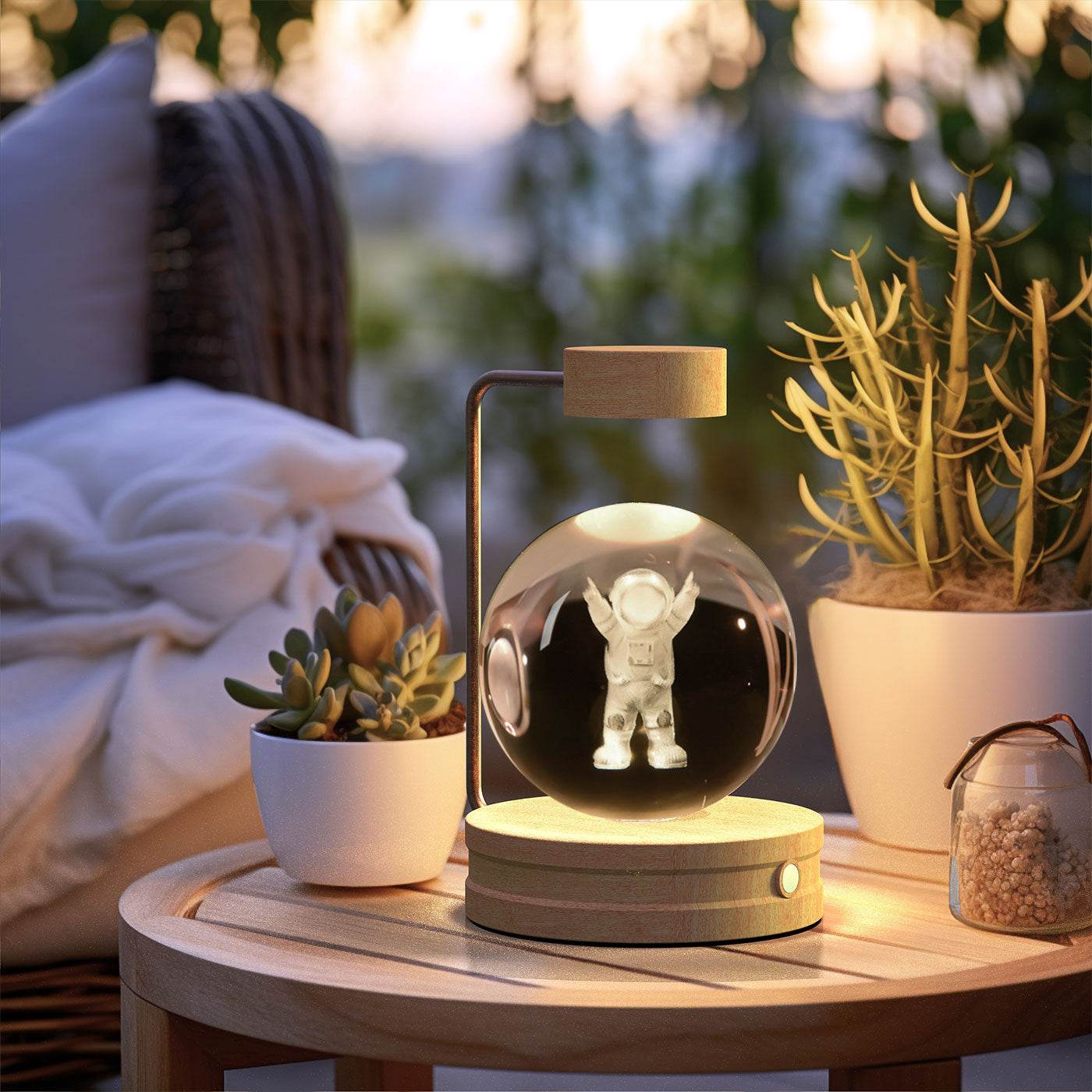 Crystal Ball Cosmic Dinosaur Indoor Night Light USB Power Warm Bedside Light Birthday Gift Night Lamp - Mubimart