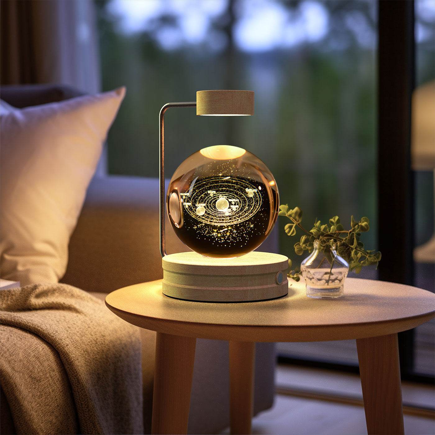 Crystal Ball Cosmic Dinosaur Indoor Night Light USB Power Warm Bedside Light Birthday Gift Night Lamp - Mubimart