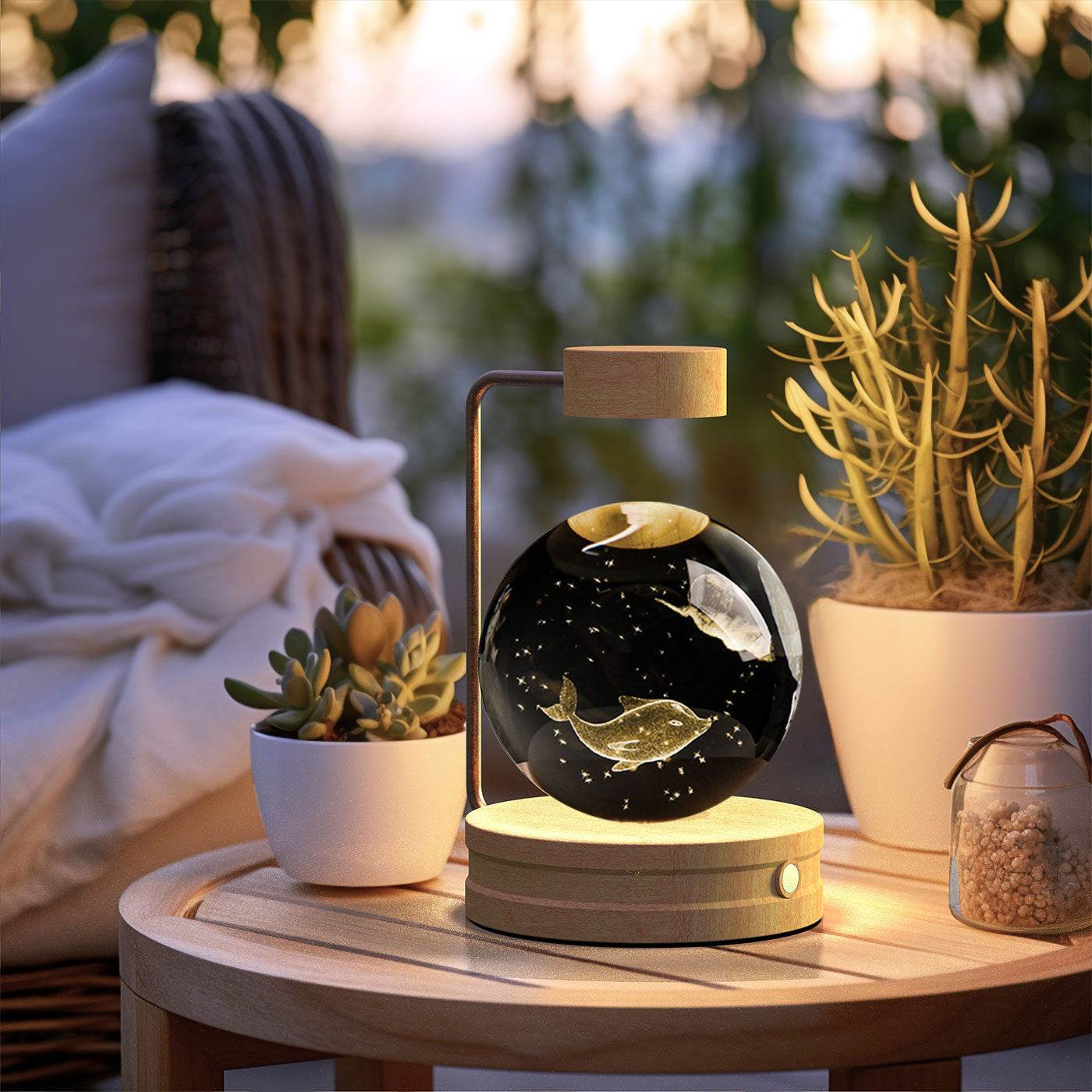 Crystal Ball Cosmic Dinosaur Indoor Night Light USB Power Warm Bedside Light Birthday Gift Night Lamp - Mubimart