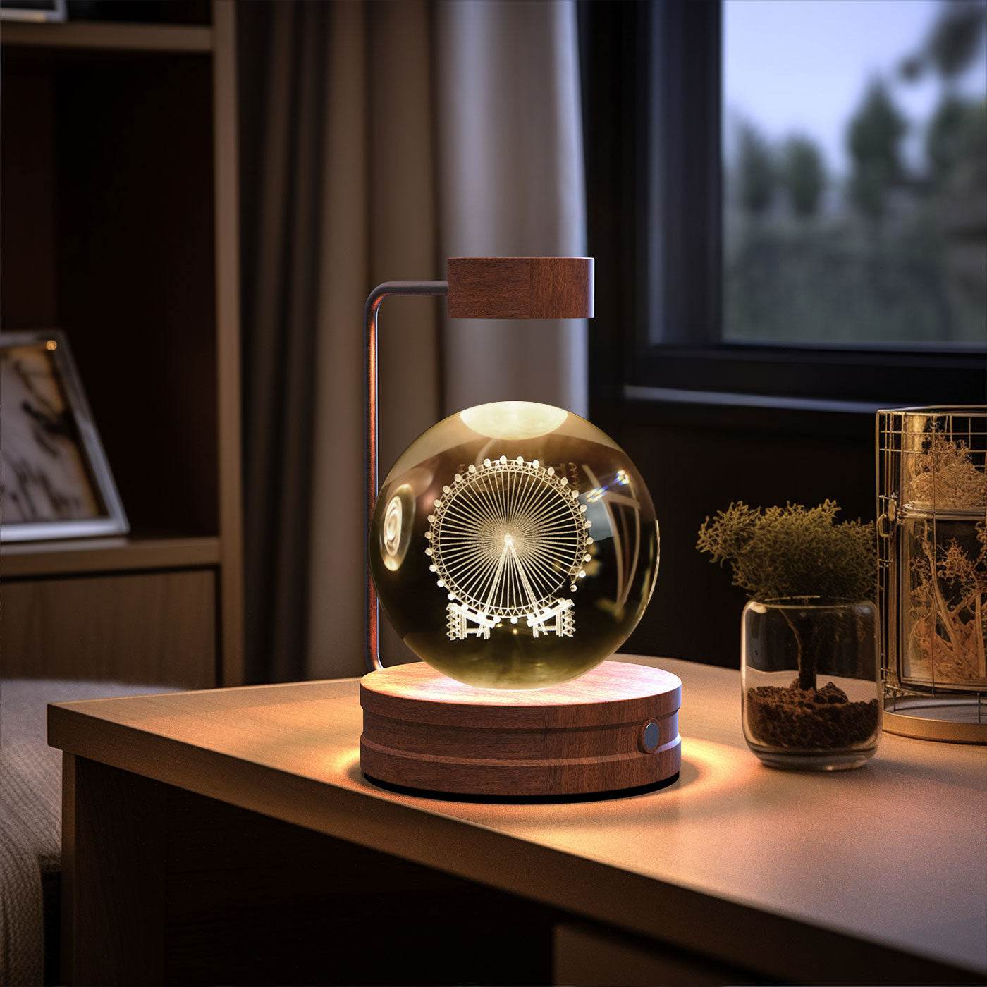 Crystal Ball Cosmic Dinosaur Indoor Night Light USB Power Warm Bedside Light Birthday Gift Night Lamp - Mubimart