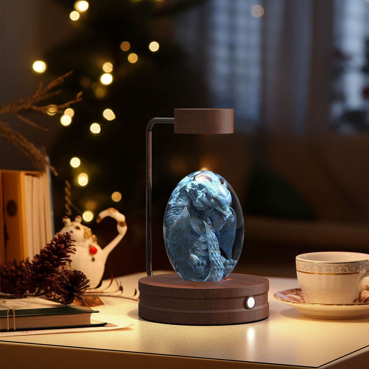 Crystal Ball Cosmic Dinosaur Indoor Night Light USB Power Warm Bedside Light Birthday Gift Night Lamp - Mubimart