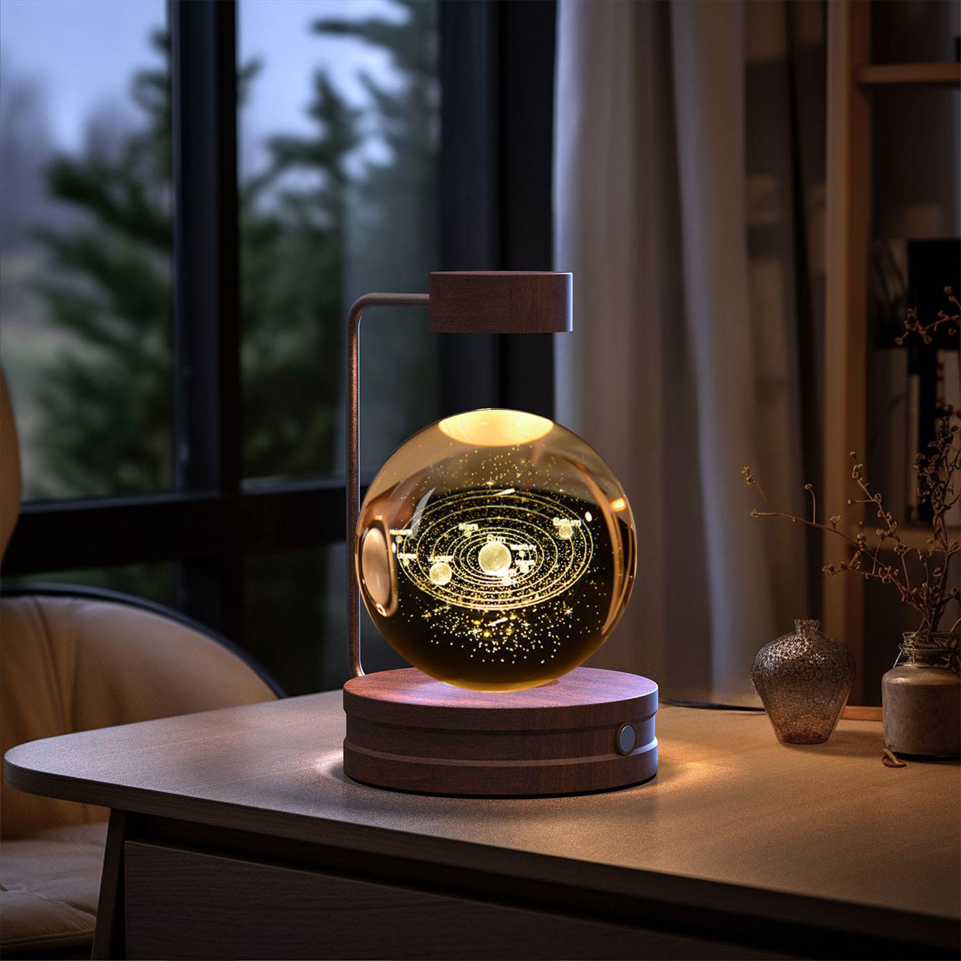 Crystal Ball Cosmic Dinosaur Indoor Night Light USB Power Warm Bedside Light Birthday Gift Night Lamp - Mubimart