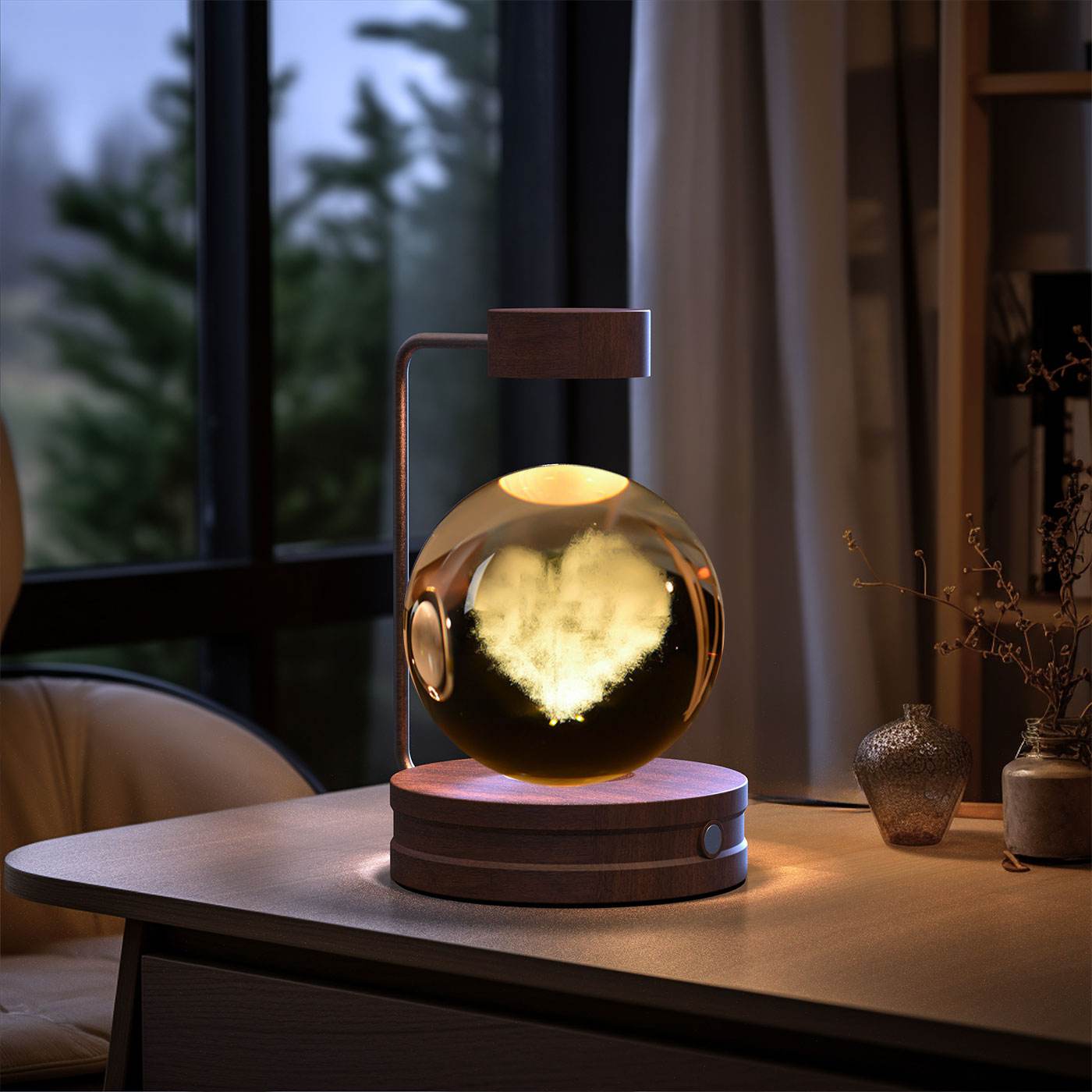 Crystal Ball Cosmic Dinosaur Indoor Night Light USB Power Warm Bedside Light Birthday Gift Night Lamp - Mubimart