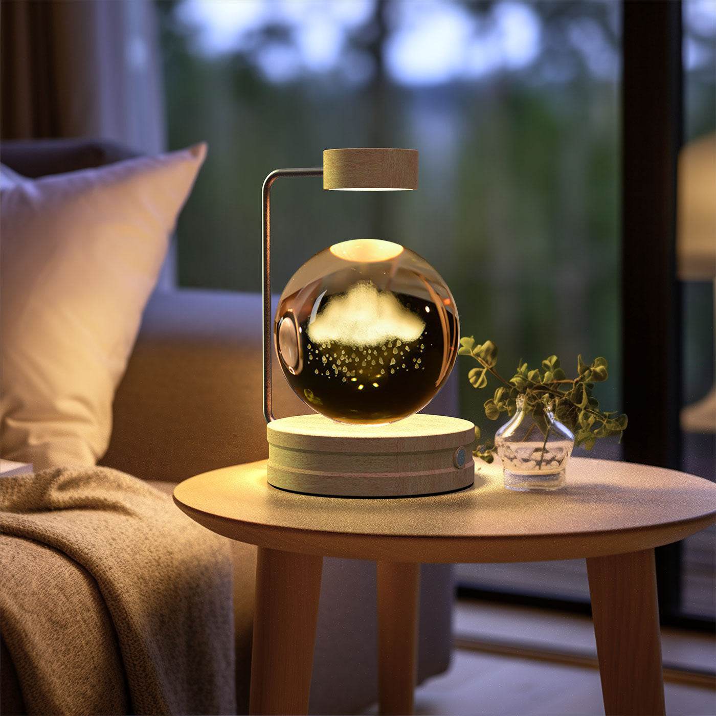 Crystal Ball Cosmic Dinosaur Indoor Night Light USB Power Warm Bedside Light Birthday Gift Night Lamp - Mubimart
