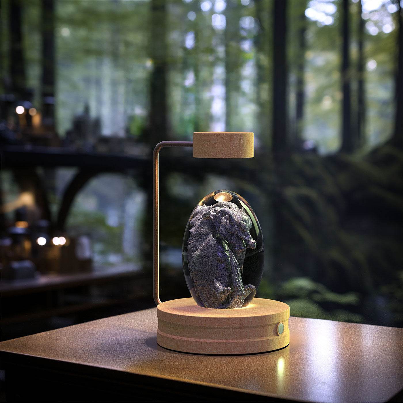 Crystal Ball Cosmic Dinosaur Indoor Night Light USB Power Warm Bedside Light Birthday Gift Night Lamp - Mubimart