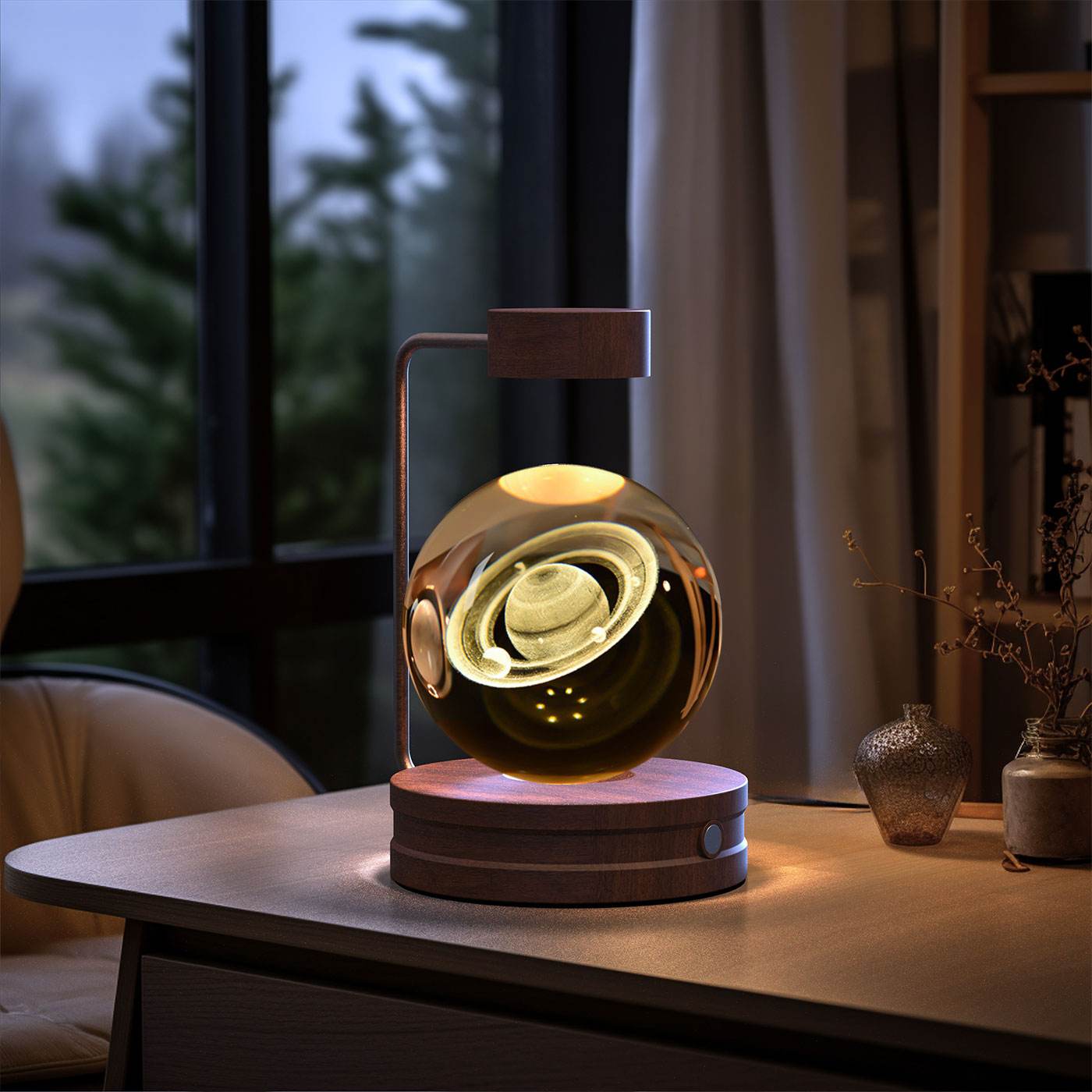 Crystal Ball Cosmic Dinosaur Indoor Night Light USB Power Warm Bedside Light Birthday Gift Night Lamp - Mubimart