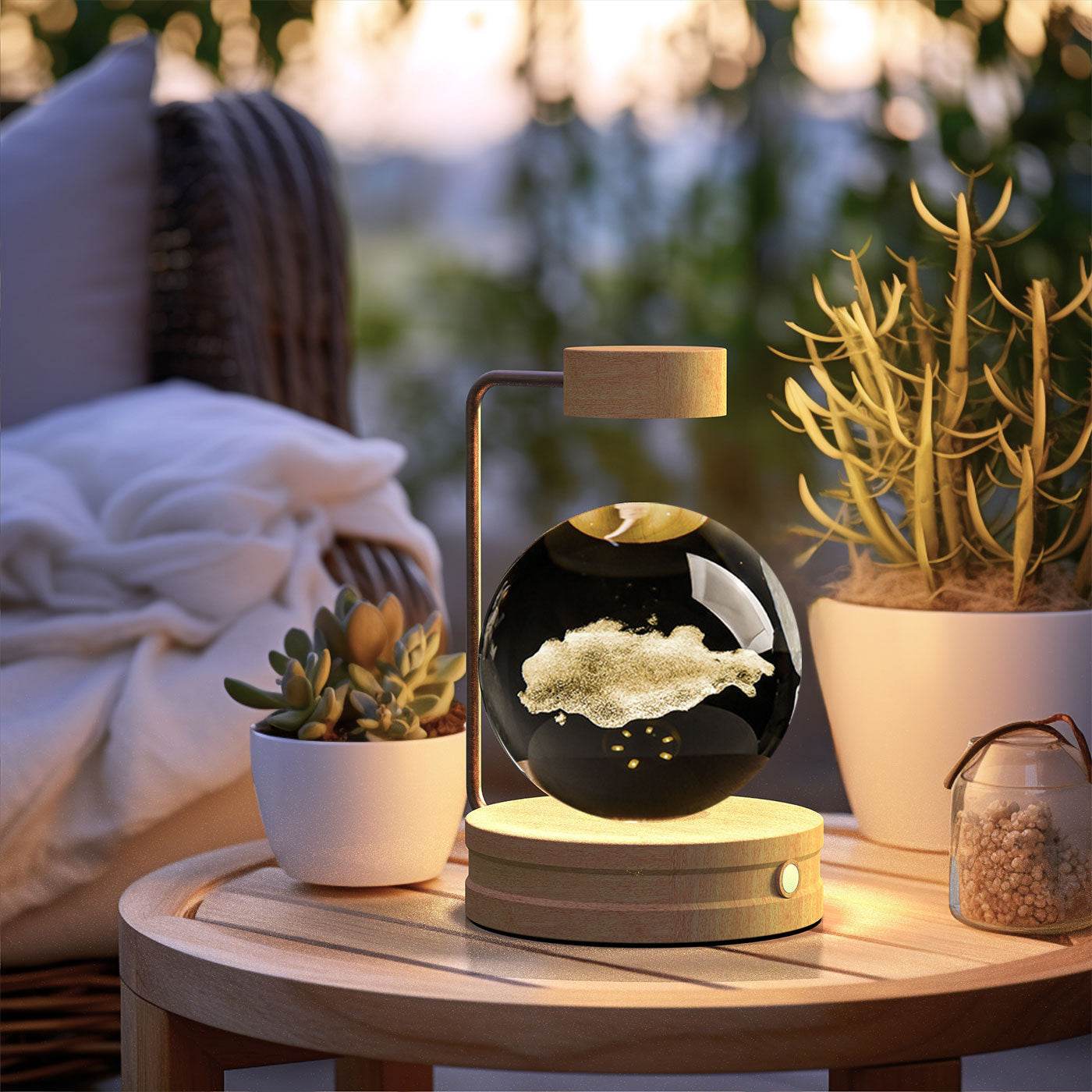 Crystal Ball Cosmic Dinosaur Indoor Night Light USB Power Warm Bedside Light Birthday Gift Night Lamp - Mubimart