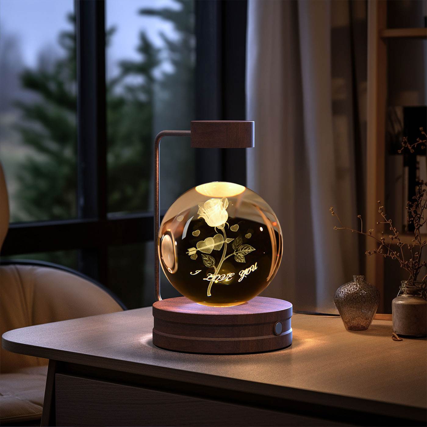 Crystal Ball Cosmic Dinosaur Indoor Night Light USB Power Warm Bedside Light Birthday Gift Night Lamp - Mubimart