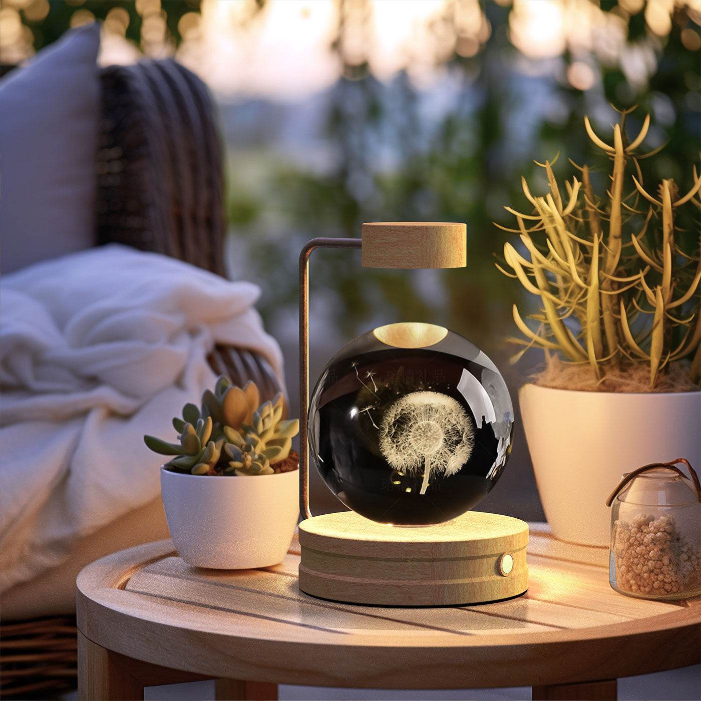 Crystal Ball Cosmic Dinosaur Indoor Night Light USB Power Warm Bedside Light Birthday Gift Night Lamp - Mubimart
