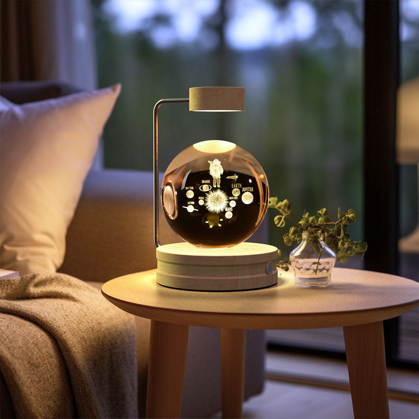Crystal Ball Cosmic Dinosaur Indoor Night Light USB Power Warm Bedside Light Birthday Gift Night Lamp - Mubimart