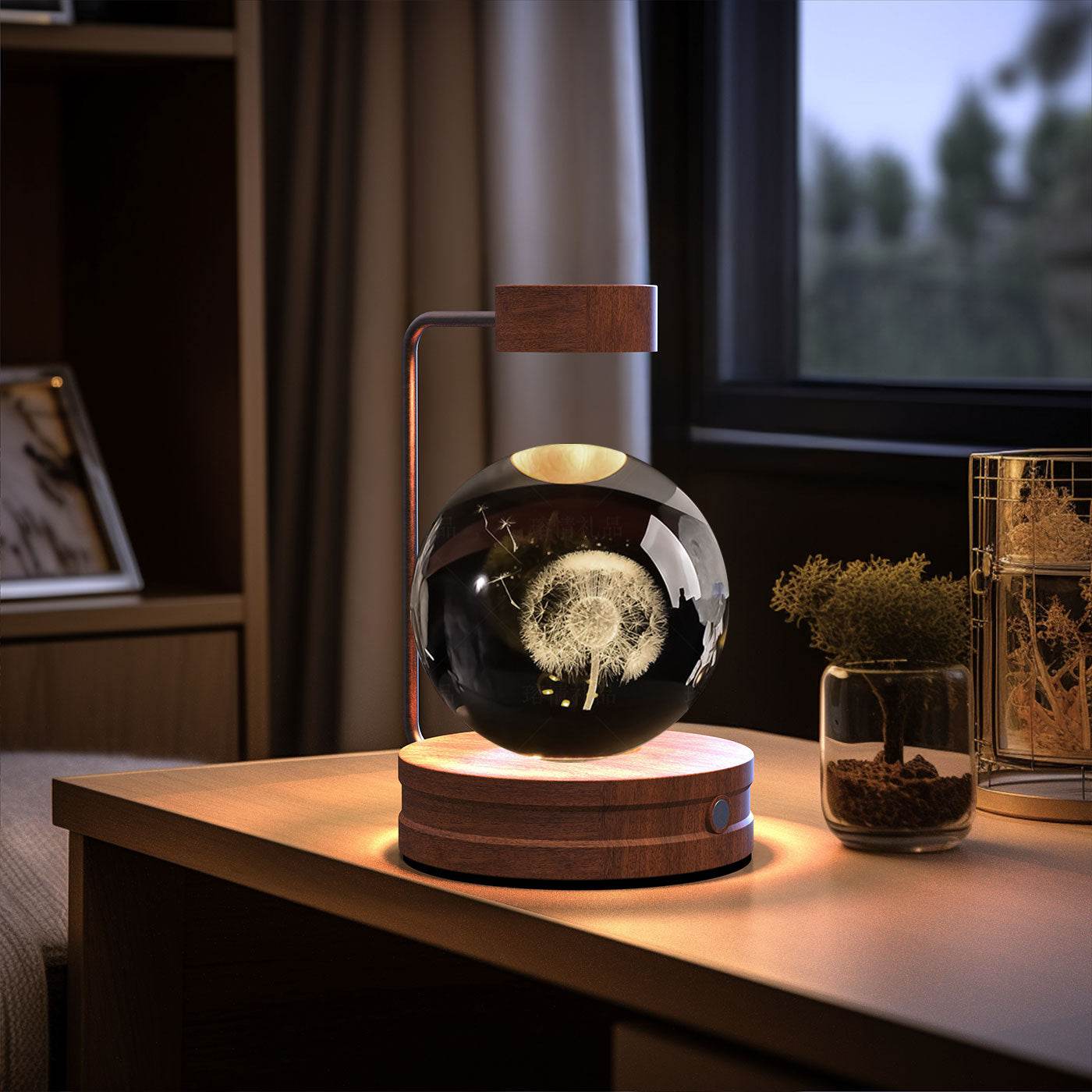 Crystal Ball Cosmic Dinosaur Indoor Night Light USB Power Warm Bedside Light Birthday Gift Night Lamp - Mubimart