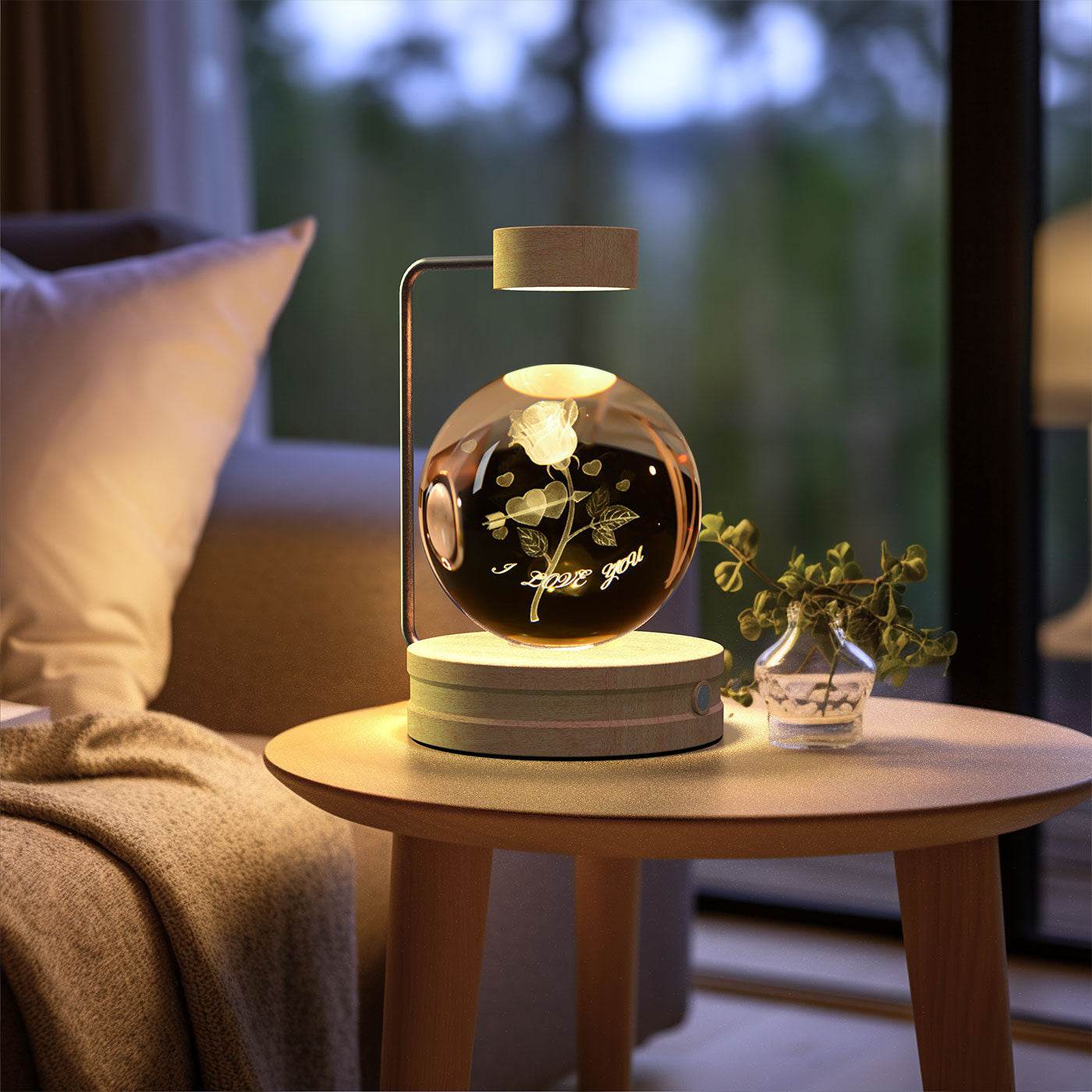 Crystal Ball Cosmic Dinosaur Indoor Night Light USB Power Warm Bedside Light Birthday Gift Night Lamp - Mubimart
