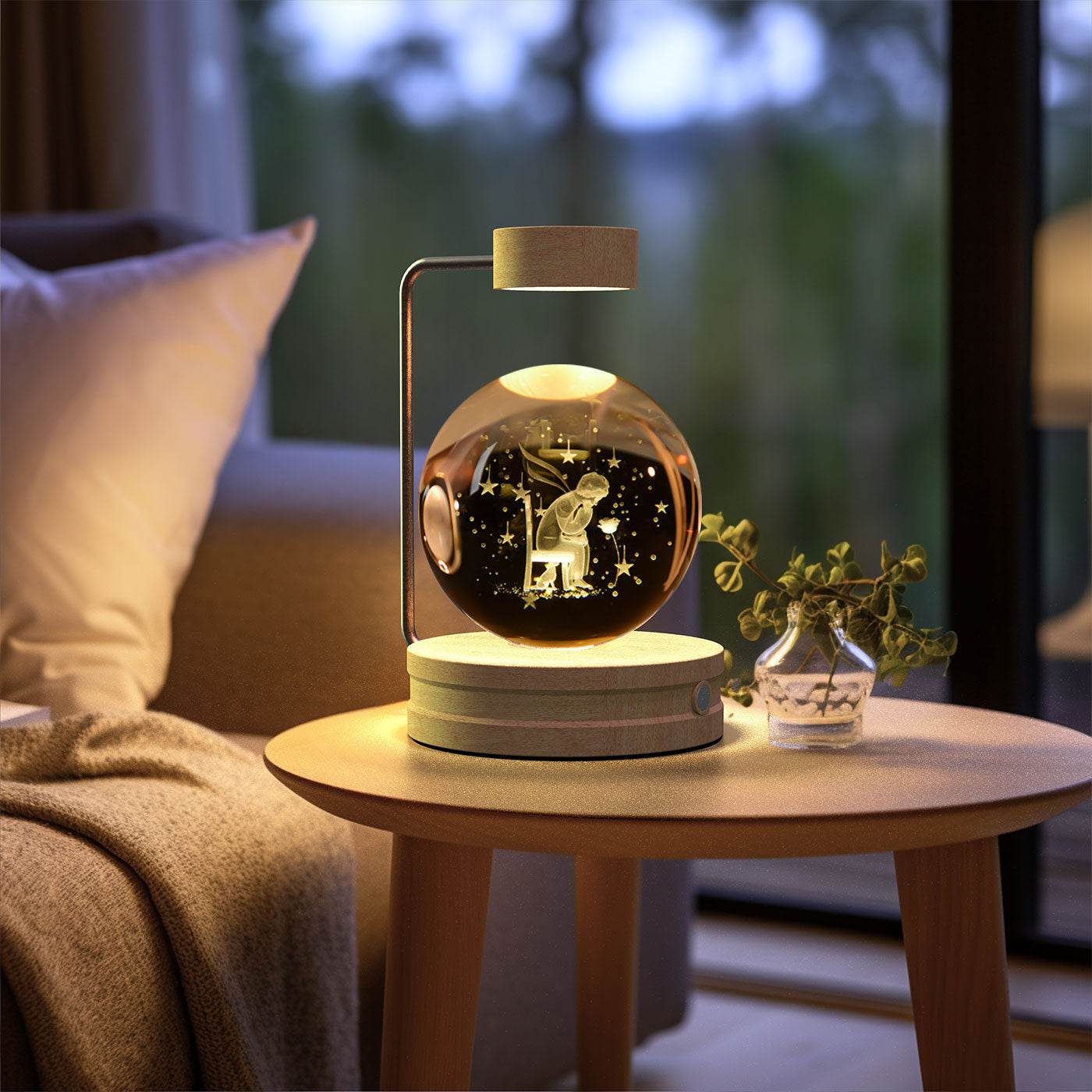Crystal Ball Cosmic Dinosaur Indoor Night Light USB Power Warm Bedside Light Birthday Gift Night Lamp - Mubimart